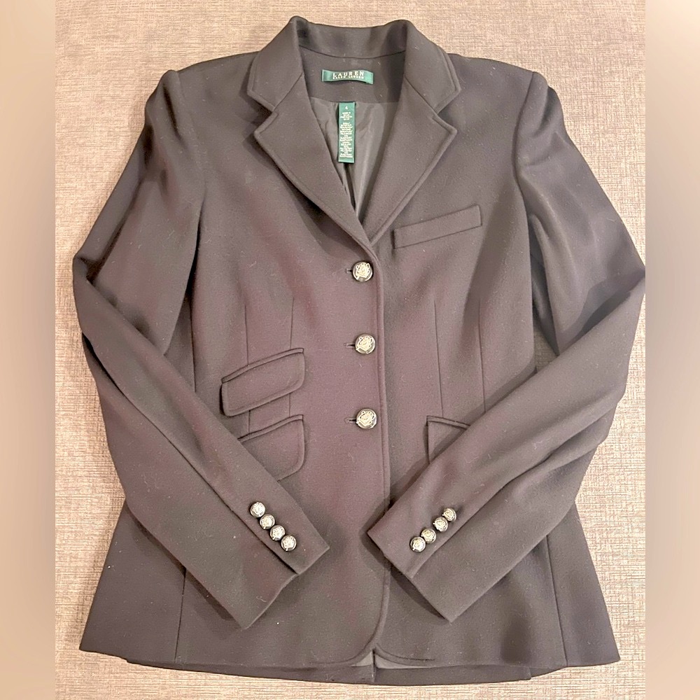 Lauren Ralph Lauren Equestrian Point Knit Stretch Blazer Sz 4 - Picture 3 of 10